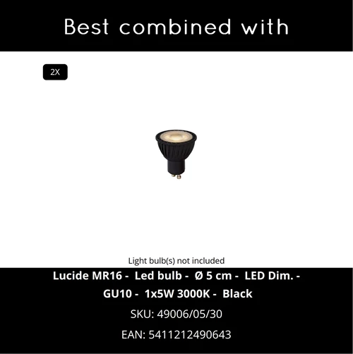 Lucide ZARO - Wandspot / Wandlamp Binnen/Buiten - 2xGU10 - IP65 - Zwart - CROSSSELL